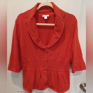 ADORABLE CHRISTOPHER & BANKS AUTUMN PUMPKIN CARDIGAN!